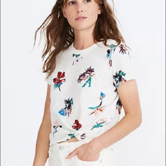 Madewell Tops - Madewell Knot-Front Tee in Hawaiian Hideaway XS